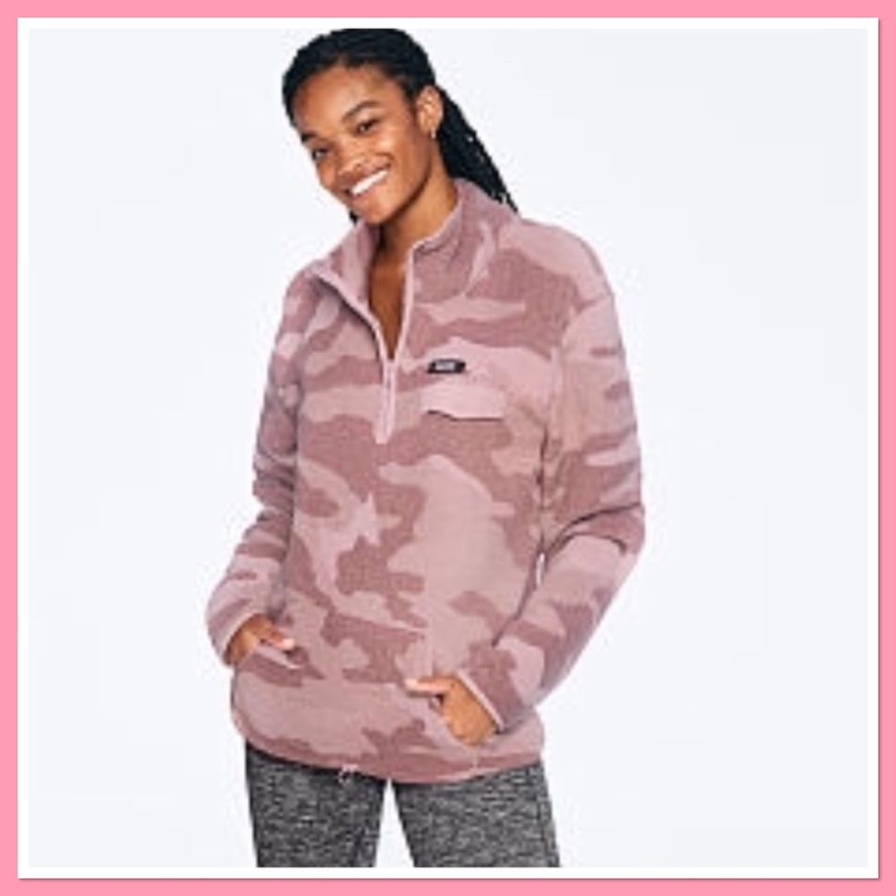 NWT VS PINK POLAR FLEECE HALF ZIP